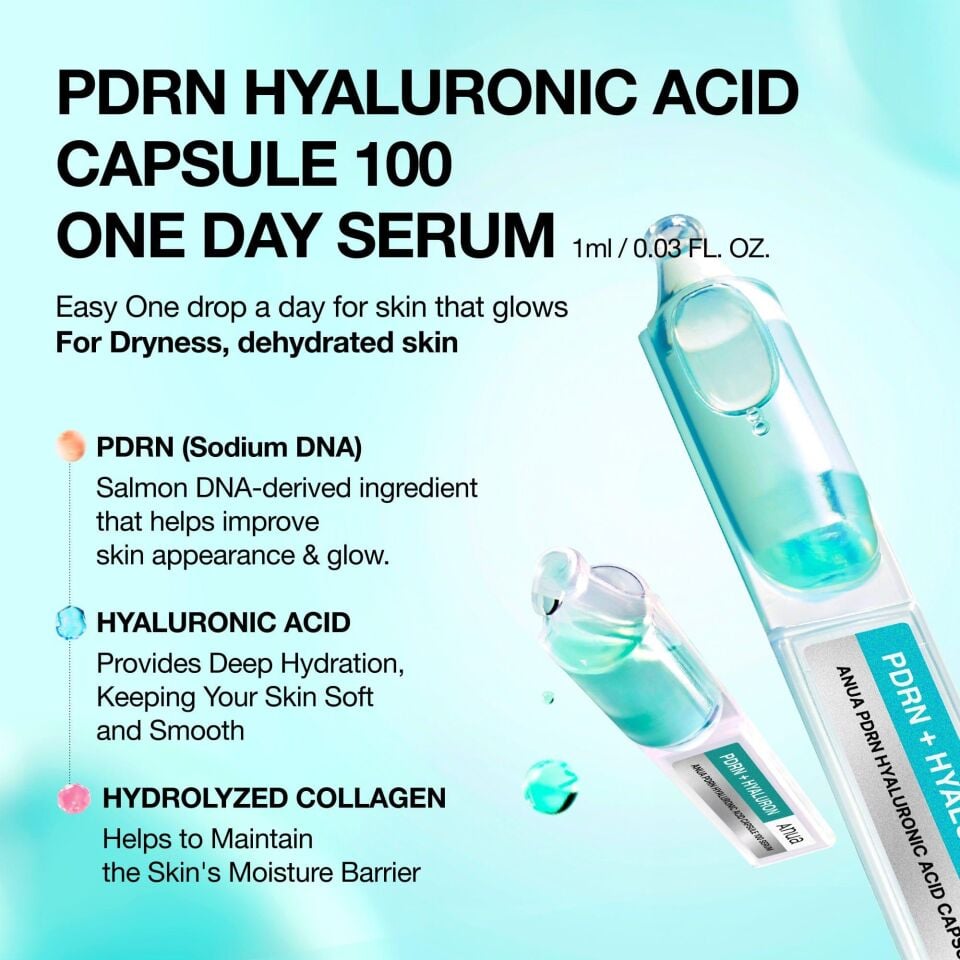 ANUA PDRN Hyaluronic Acid Capsule 100 Serum - PDRN & Hyalüronik Asitli Derin Nem Serumu 30ml