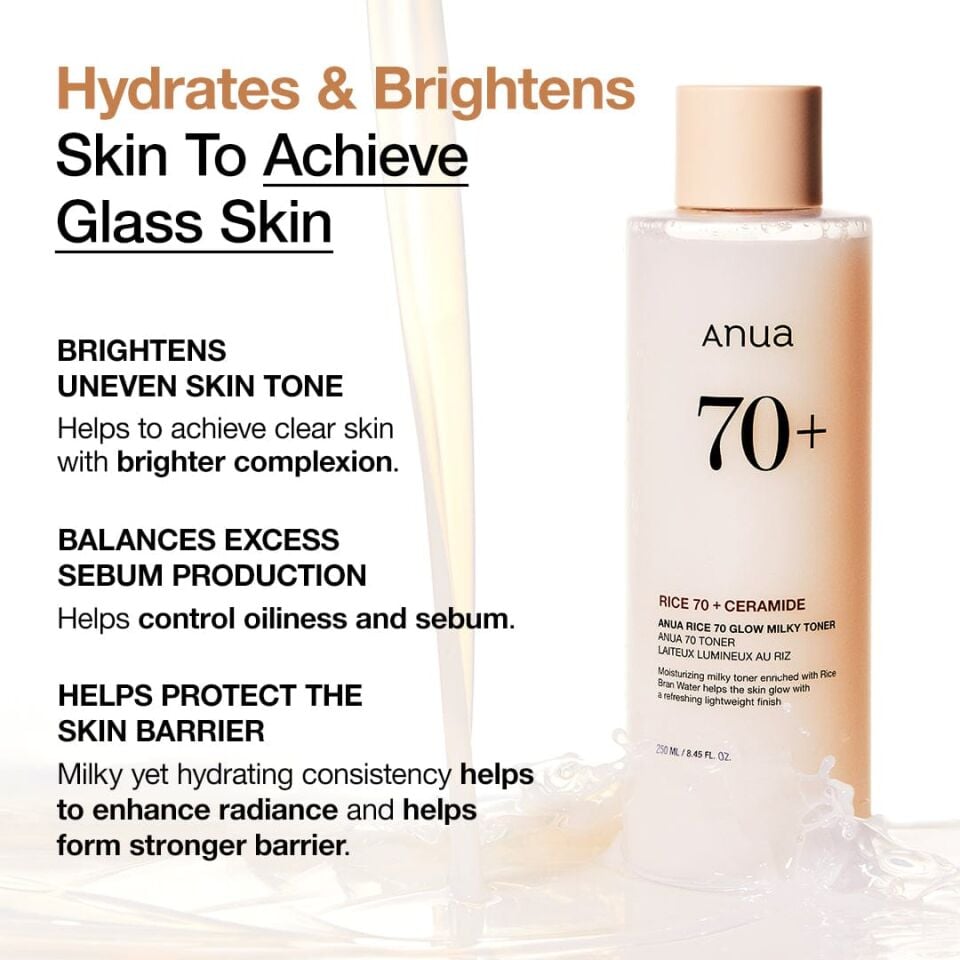 ANUA Rice 70 Glow Milky Toner Leke Karşıtı Parlatıcı Pirinçli Süt Tonik 250ml