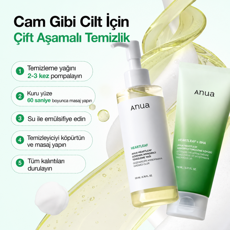 Anua Heartleaf Pore Control Cleansing Oil 200ml - Gözenek Bakımına Destek Temizleme Yağı